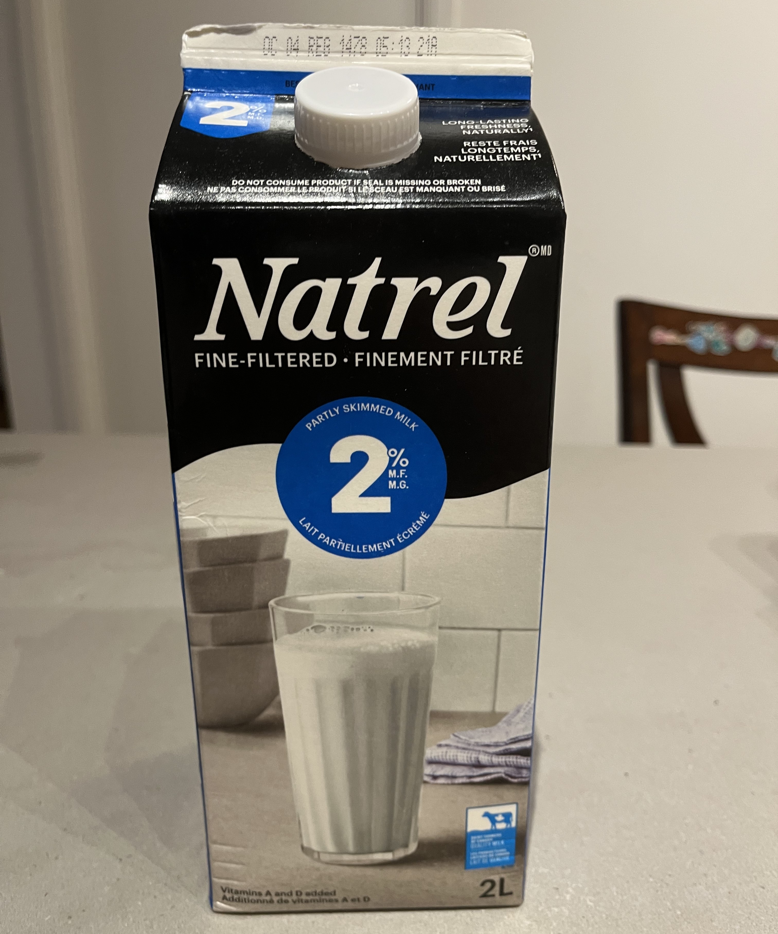Front view of the milk carton